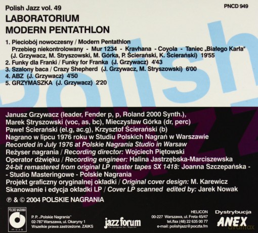 Laboratorium: Modern Pentathlon - Polish Jazz (Vol. 49)  - reedycja (digipack) [CD]