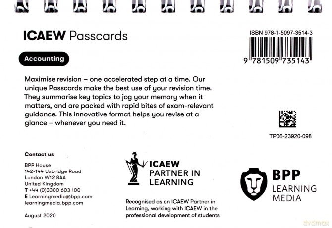 ICAEW Accounting: Passcards - BPP Learning Media [KSIĄŻKA]