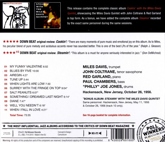 Miles Davis: Cookin´ With The Miles Davis Quintet + Steamin´ With The Miles Davis Quintet [CD]
