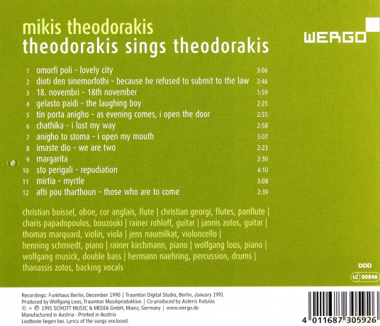 Mikis Theodorakis: Mikis Theodorakis: Sings Theodorakis [CD]
