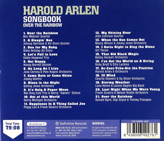 Różni wykonawcy: Over the Rainbow - Harold Arlen Songbook [CD]