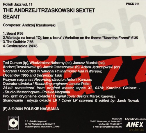 Andrzej Trzaskowski Sextet: Seant - Polish Jazz Vol. 11 - reedycja (digipack) [CD]