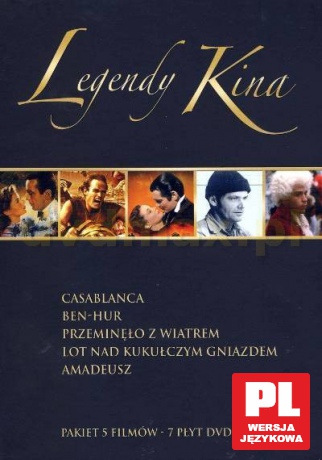 Kolekcja Legendy Kina: Amadeusz / Ben Hur / Casablanca /  Lot nad kukułczym gniazdem / Przeminęło z wiatrem [BOX] [7DVD]