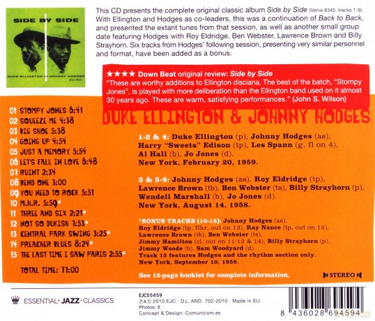 Duke Ellington, Johnny Hodges: Side By Side [CD]