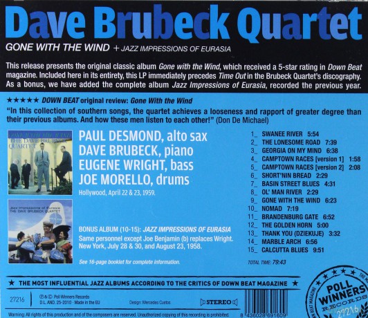 Dave Brubeck: Gone With The Wind (2LPs on 1CD: Gone With The Wind + Jazz Impressions of Eurasia) [CD]
