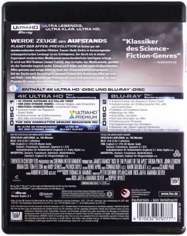 Rise of the Planet of the Apes (Geneza planety małp) [Blu-Ray 4K]+[Blu-Ray]
