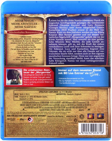 The Chronicles of Narnia: The Voyage of the Dawn Treader (Opowieści z Narnii: Podróż Wędrowca do Świtu) [Blu-Ray]