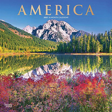 America 2021 Square Wall Calendar: Original BrownTrout-Kalender [KALENDARZ]
