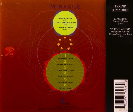 Derek Bailey, Jamaaladeen Tacuma, Calvin Weston: Mirakle [CD]