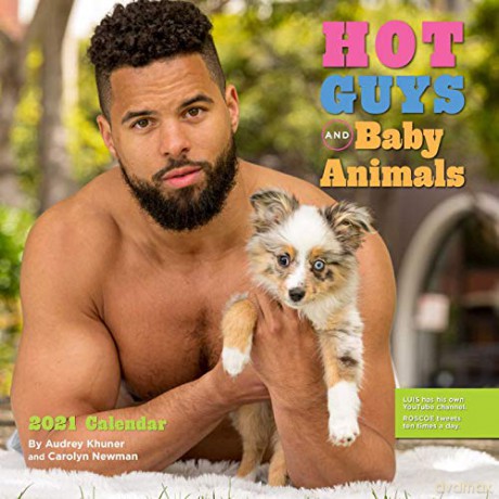 Hot Guys and Baby Animals 2021 Square Wall Calendar [KALENDARZ]