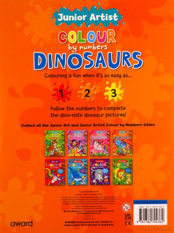 Junior Artist Colour By Numbers: Dinosaurs - Angela Hewitt [KSIĄŻKA]
