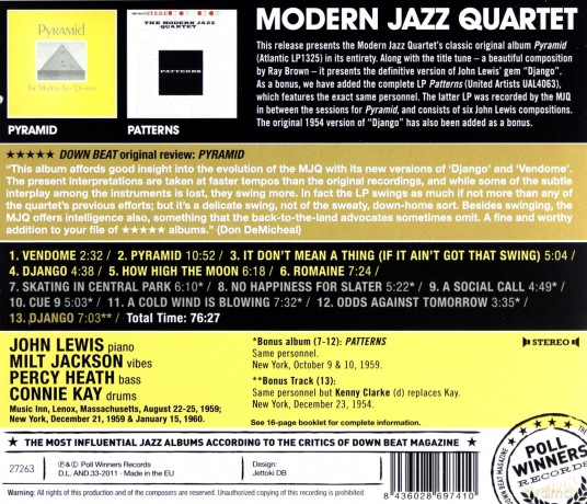 The Modern Jazz Quartet: Pyramid + Patterns [CD]