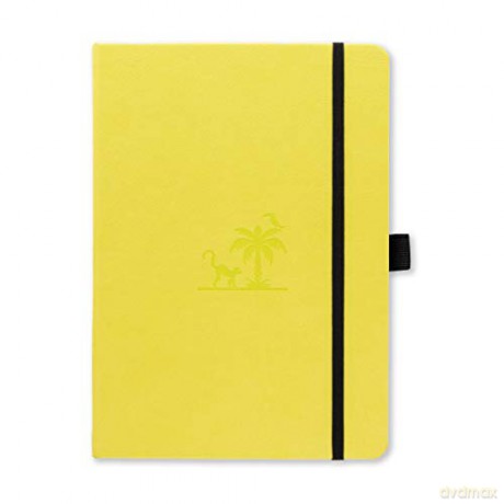 Dingbats Earth Lime Medium A5+ Hardcover Journal - PU Leather, FP Proof 100gsm Coated Cream Paper, Numbered Pages, Inner Pocket, Elastic Closure, Pen Holder, 2 Bookmarks (Dotted, Yasuni)