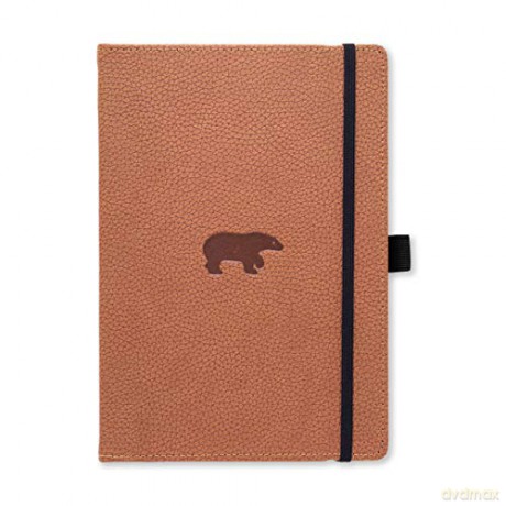 Dingbats Wildlife Medium A5+ Hardcover Notebook - PU Leather, Micro-Perforated 100gsm Cream Pages, Inner Pocket, Elastic Closure, Pen Holder, Bookmark (Plain, Brown Bear)