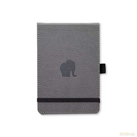 Dingbats Wildlife Reporter A6+ Hardcover Notebook - PU Leather, Micro-Perforated 100gsm Cream Pages, Elastic Closure (Squared, Grey Elephant) Notatnik A6 twarda oprawa