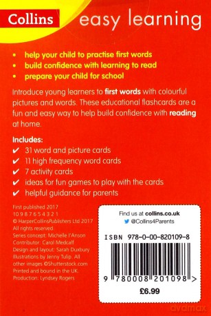 First Words Flashcards: Reception English Home Learning and School Resources from the Publisher of Revision Practice Guides, Workbooks, and Activities. (Collins Easy Learning Preschool) [KSIĄŻKA]