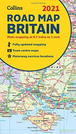 GB Map of Britain 2021: Folded road map (Collins Road Atlas) [KSIĄŻKA]