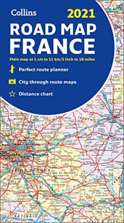 Map of France 2021: Folded road map (Collins Road Atlas) [KSIĄŻKA]