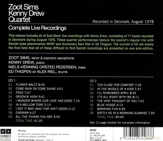 Zoot Sims, Kenny Drew Quartet: Complete Live Recordings [2CD]
