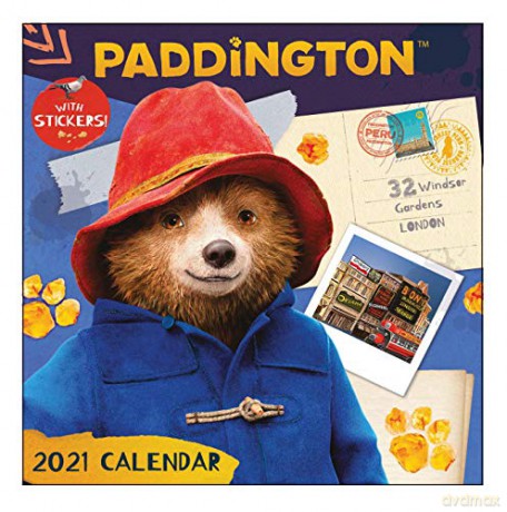 Paddington Bear Official Movie Square Calendar with Stickers 2021 [KSIĄŻKA]