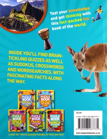 Puzzle Book What in the World: Brain-tickling quizzes, sudokus, crosswords and wordsearches (National Geographic Kids) [KSIĄŻKA]