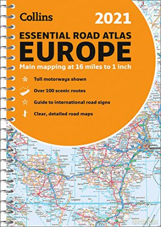 Road Atlas Europe 2021 Essential: A4 Spiral (Collins Road Atlas) [KSIĄŻKA]