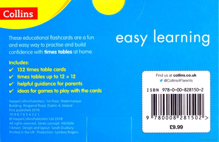 Times Tables Flashcards: KS2 Maths Home Learning and School Resources from the Publisher of Revision Practice Guides, Workbooks, and Activities. (Collins Easy Learning KS2) [KSIĄŻKA]
