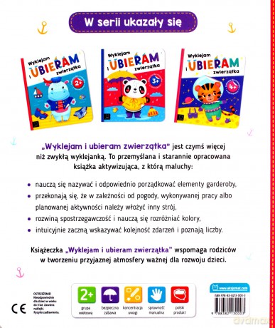 Wyklejam i ubieram zwierzątka. Zabawa z naklejkami [KSIĄŻKA]