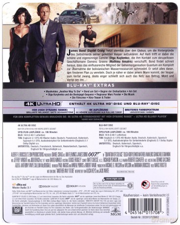 007 James Bond Quantum of Solace (steelbook) [Blu-Ray 4K]+[Blu-Ray]