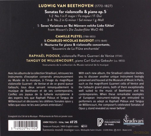 Beethoven: Cello Sonatas op 5 Pidoux Williencourt (digipack) [CD]