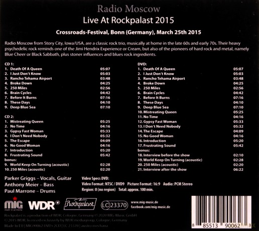Radio Moscow: Live At Rockpalast 2015 (digipack) [2CD]+[DVD]