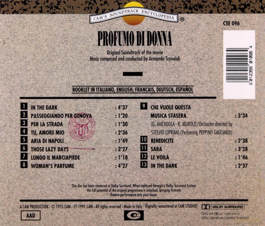 Profumo Di Donna soundtrack (Zapach Kobiety) (Armando Trovaioli) [CD]