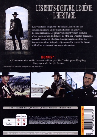 Sergio Leone: The Trilogy A Fistful of Dollars / For a Few Dollars More / The Good, the Bad and the Ugly (Za garść dolarów / Za kilka dolarów więcej / Dobry, zły i brzydki) [3DVD]