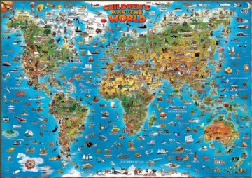 Childrens Map of the World flat laminated map dino (Dino Wall Maps for Children) - The Genuine Company Ltd [MAPA]