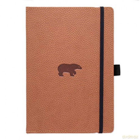 Dingbats Wildlife Extra Large A4+ Hardcover Notebook - PU Leather, Micro-Perforated 100gsm Cream Pages, Inner Pocket, Elastic Closure, Pen Holder, Bookmark (Plain, Brown Bear) [KSIĄŻKA]