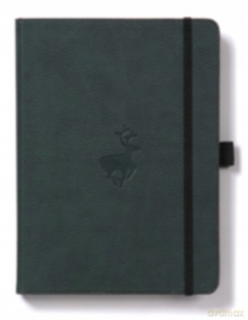 Dingbats Wildlife Extra Large A4+ Hardcover Notebook - PU Leather, Micro-Perforated 100gsm Cream Pages, Inner Pocket, Elastic Closure, Pen Holder, Bookmark (Lined, Green Deer) [KSIĄŻKA]