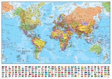 Laminated World Political Medium with Flags (1:40m) 1030 x 730mm: PP.Maps1/40mvl [KSIĄŻKA]
