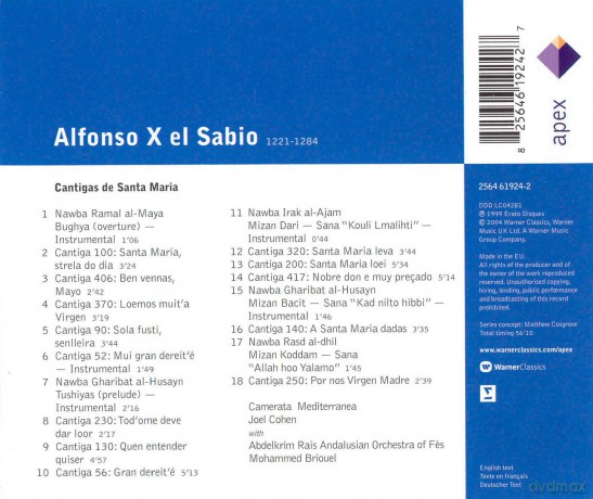 Camerata Mediterranea, Joel Cohen: Alfonso X: Cantigas de Santa Maria [CD]