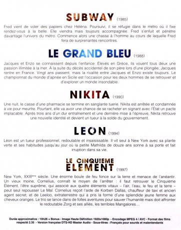 Luc Besson Collection: Subway / The Big Blue / Nikita / Leon: The Professional / The Fifth Element (Metro / Wielki błękit / Nikita / Leon zawodowiec / Piąty element) [BOX] [5xBlu-Ray]