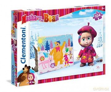 CLEMENTONI 104 el. Masza i Niedźwiedź. Zimowa malarka. 27924 [PUZZLE]