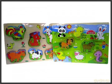 Puzzle drewniane klocki zwierzęta 12x30cm 2rodz. HIPO [PUZZLE]