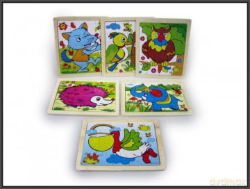 Puzzle drewno 15x18cm 6rodz HIPO [PUZZLE]