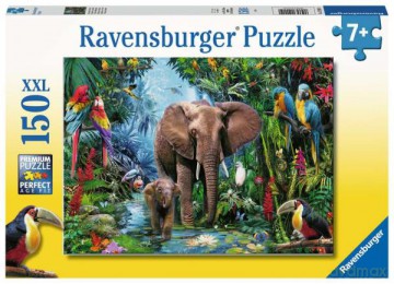 RAVENSBURGER 150 el. XXL Słonie w dżungli 129010 [PUZZLE]