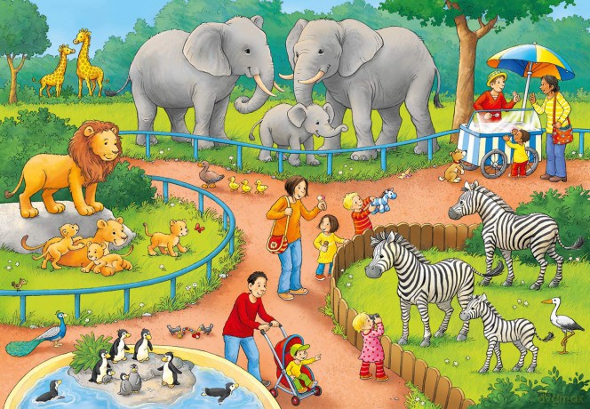 RAVENSBURGER 2x24 el. Dzień w Zoo 078134 [PUZZLE]