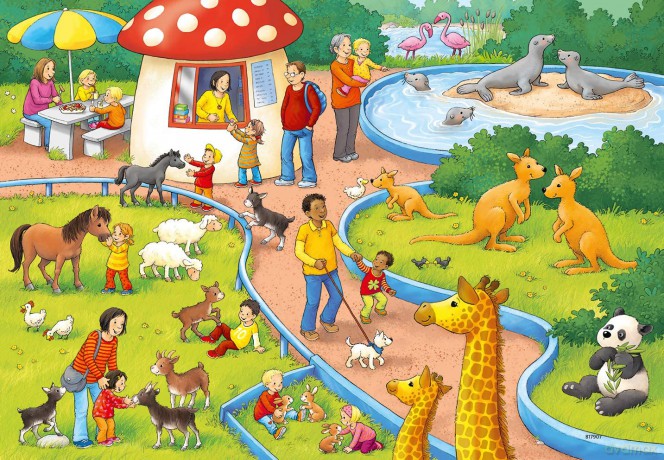 RAVENSBURGER 2x24 el. Dzień w Zoo 078134 [PUZZLE]