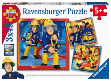 RAVENSBURGER 3x49 el. Strażak Sam na ratunek 050772 [PUZZLE]
