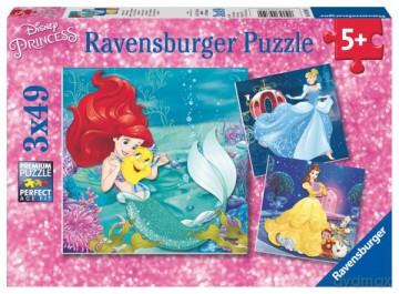 RAVENSBURGER 3x49 Wieczór Księżniczek Disney 093502 [PUZZLE]
