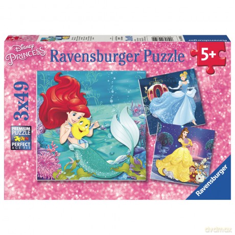 RAVENSBURGER 3x49 Wieczór Księżniczek Disney 093502 [PUZZLE]