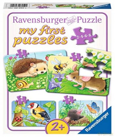 RAVENSBURGER 4w1 Słodcy mieszkańcy ogrodów (2-4-6-8el) 069521 [PUZZLE]