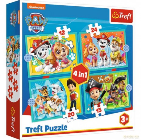 TREFL 4w1 Wesoła ekipa Psiego Patrolu. Paw Patrol 34346 [PUZZLE]